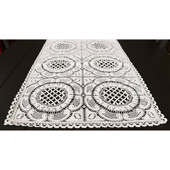 Large Open Lace Doily White Handmade Centerpiece Vintage  C3 - Picture 2 of 3
